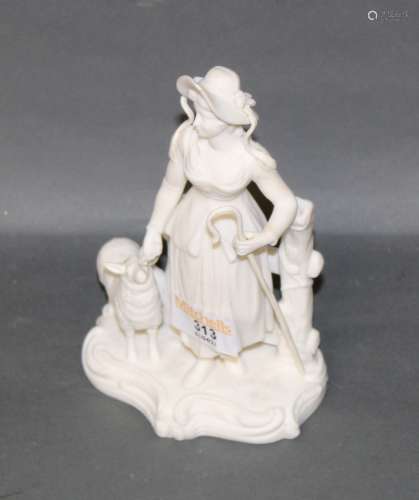 A Continental bisque porcelain figure group of a young sheph...