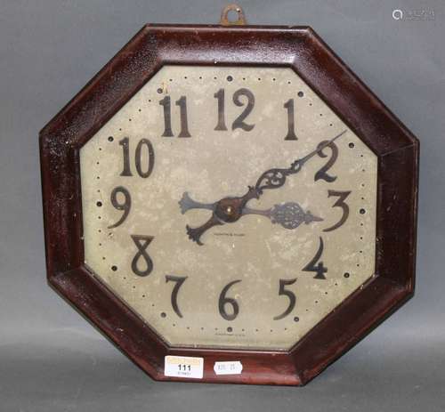 An Edwardian mahogany cased octagonal wall clock by Waltham ...