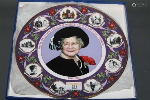 A Prinknash pottery bone china Queen Mother commemorative pl...