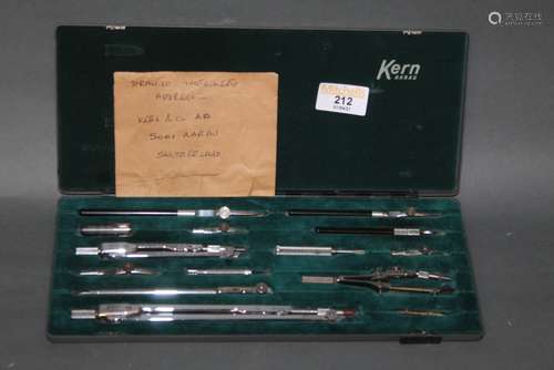 A cased set of Kern drawing instruments, together with a qua...