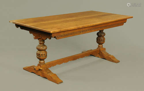 An oak refectory table,