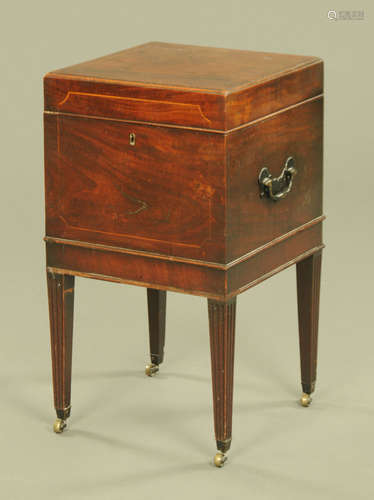 A George III mahogany square cellarette,