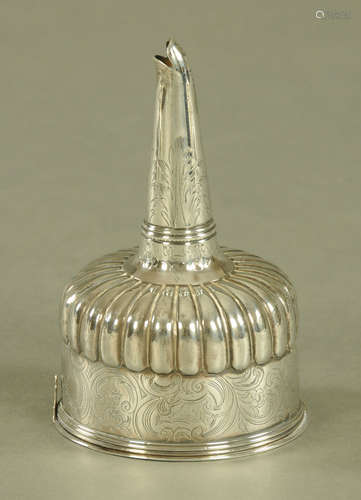 A George III silver wine funnel, London 1808, both sections ...