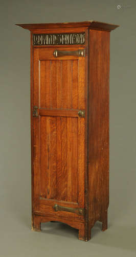 An Edwardian oak Art Nouveau wardrobe,