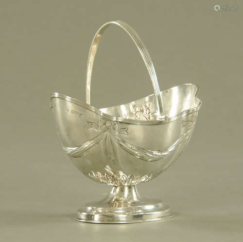 A late Victorian silver oval bonbon dish by George Nathan an...