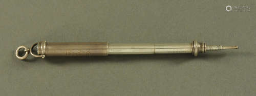 A Thornhill silver coloured metal propelling pencil, with G....