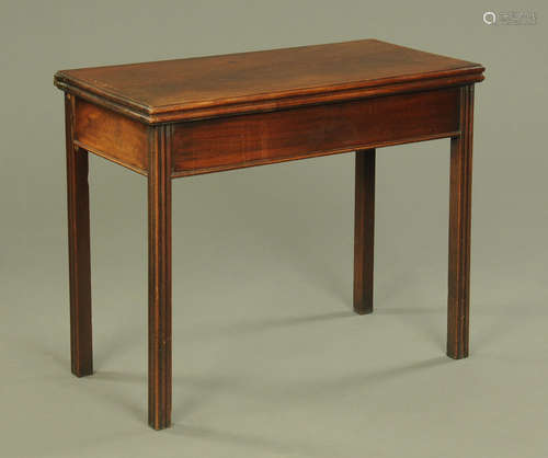 A George III mahogany turnover top tea table,