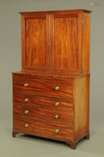 A George III mahogany secretaire bookcase,