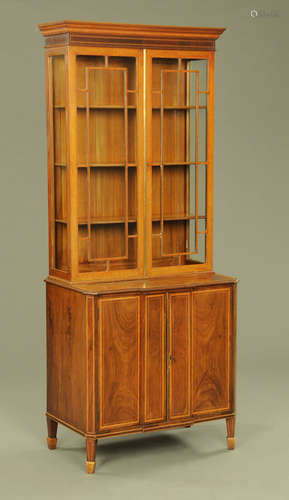 An Edwardian inlaid mahogany cabinet,