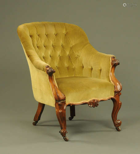 A Victorian upholstered easy chair,