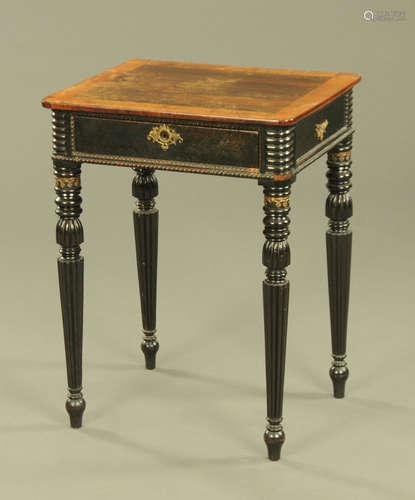 A Regency rosewood side table, with crossbanded edge,