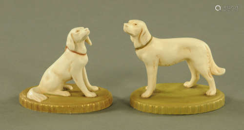 Two Royal Dux dogs, impressed 2358 and 2830, both with trian...