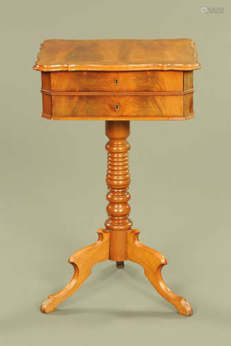 A late 19th century Continental mahogany worktable,