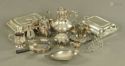 A quantity of silver plated items including coffee pot, hot ...