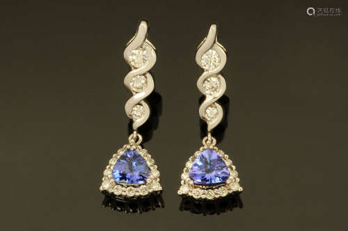 A pair of 18 ct white gold earrings,