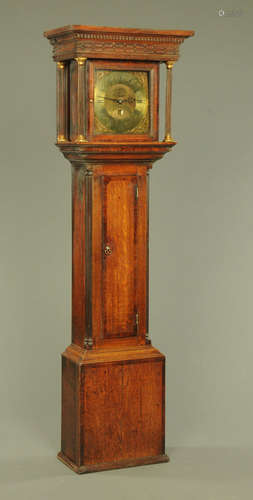 A George III oak and mahogany banded longcase clock,