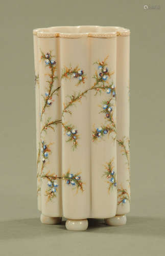 A Victorian opaline vase, decorated with flowering branches ...