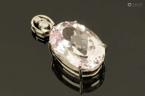 An 18 ct gold Kunzite and diamond set pendant.