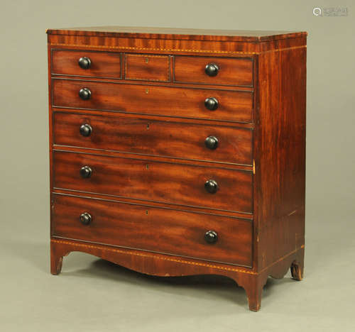 A 19th century mahogany secretaire chest of drawers,