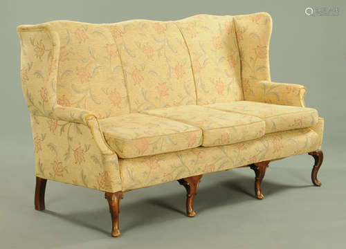 A Queen Anne style wing settee,