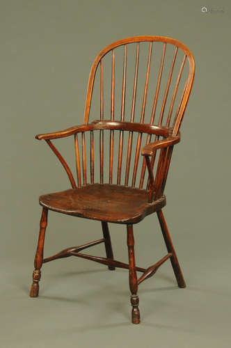 A 19th century ash and elm Thames Valley Windsor chair,