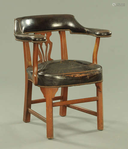 An American mahogany desk chair, manufactured by Classic Uph...