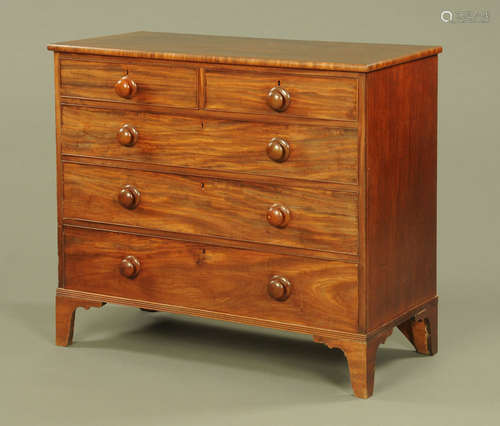 An early Victorian mahogany chest of drawers,