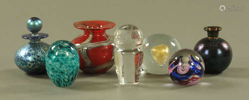 Seven pieces of Art glass, including Mdina and a signed glas...