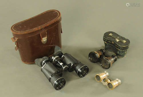 A pair of cased Hilkinson & Co 8 x 40 binoculars, together w...