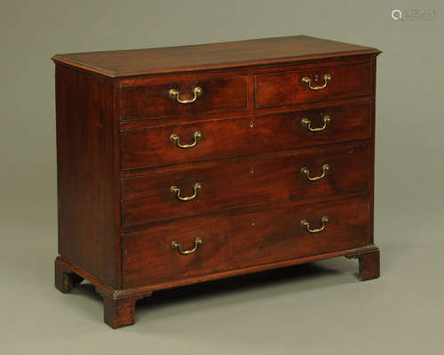 A George III mahogany chest of two short and three long grad...