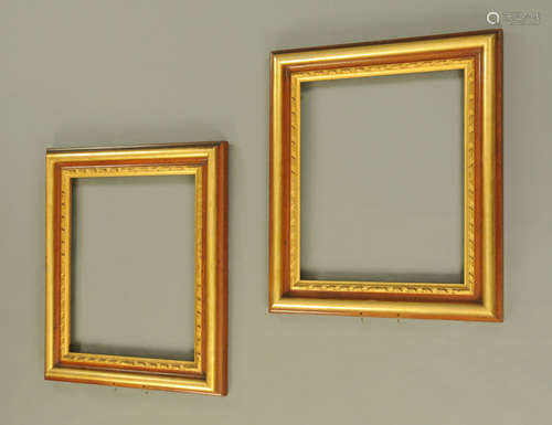 A pair of Victorian mahogany and gilt rectangular picture fr...