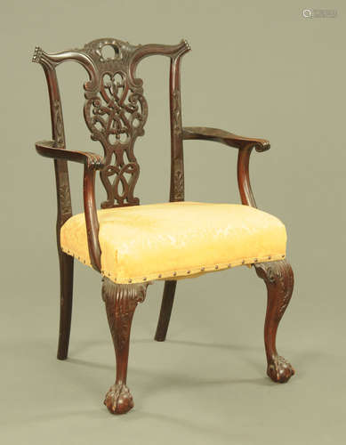 A Victorian Chippendale style carver armchair,