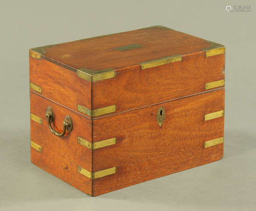 A George III mahogany brass bound casket,