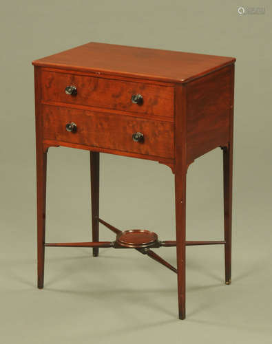 An Edwardian mahogany two drawer side table,