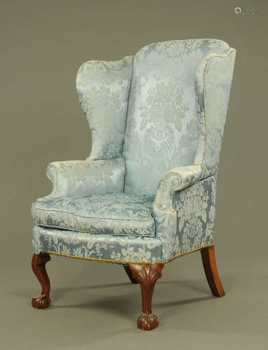 A Queen Anne Style wing armchair,