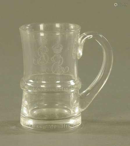 An Edward VIII Coronation May 12th 1937 clear glass tankard,...