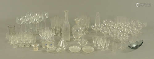 A Victorian clear glass bottle shaped decanter, with faceted...