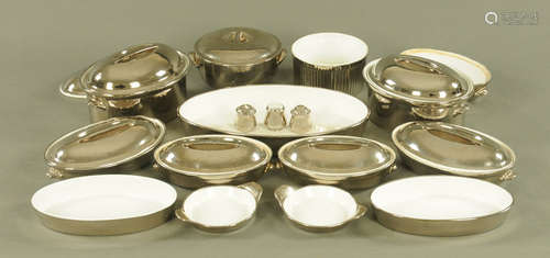 A small quantity of Royal Worcester silvered bone china oven...