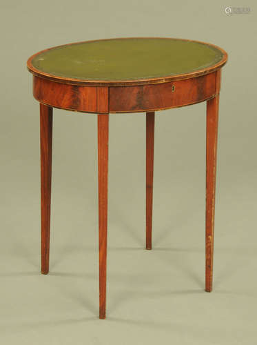 A George III mahogany oval leather topped occasional table, ...