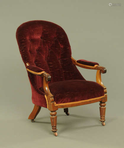 An early Victorian mahogany armchair,