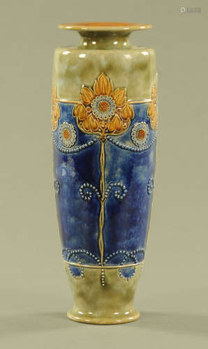 A large Royal Doulton stoneware vase in the Art Nouveau styl...