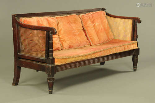 A 19th century mahogany framed bergere settee,