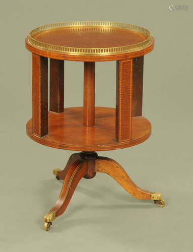 An Edwardian inlaid mahogany revolving bookcase,