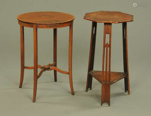 An Edwardian inlaid mahogany occasional table,