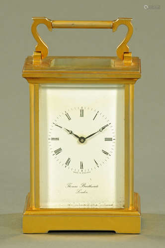 A Thomas Braithwaite of London gilt brass carriage clock, ti...