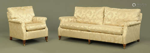 A Duresta handmade settee with matching armchair,