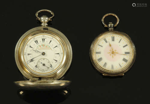 A 19th century silver cased Turkish market pocket watch, mar...
