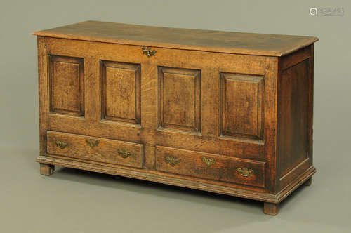 A George III oak mule chest,