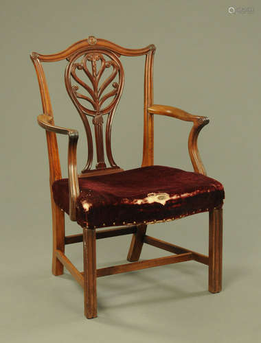 A 19th century mahogany armchair,