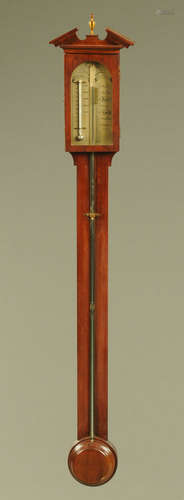 A mahogany stick barometer by Blatt Brighton,